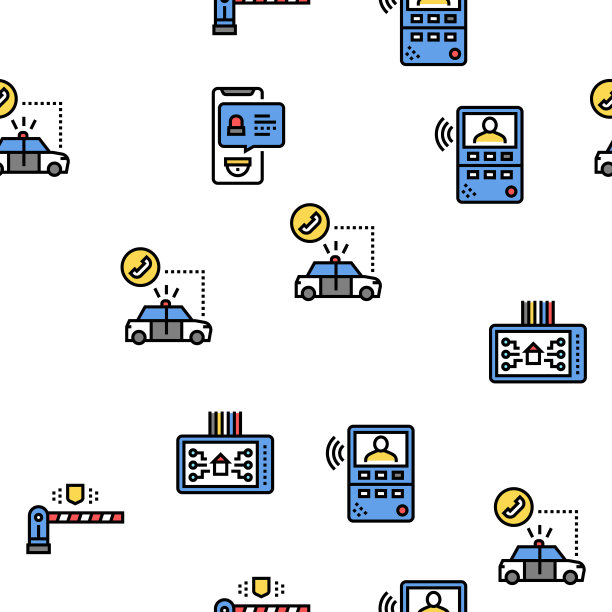家庭安全设备矢量无缝模式图片下载