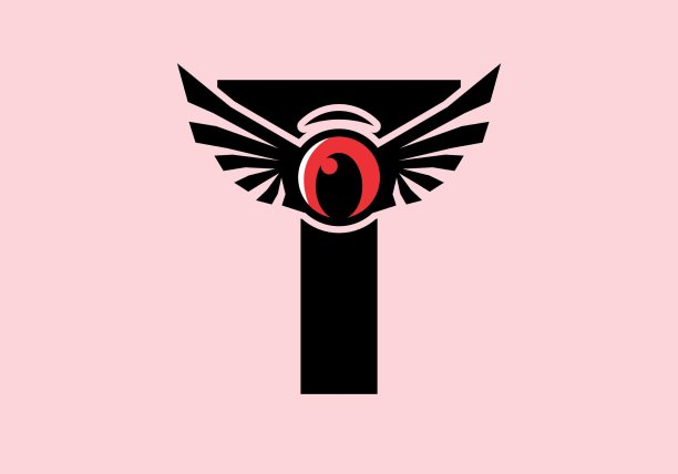 首字母T带红眼睛翅膀图片下载