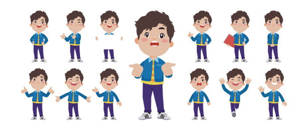 一组摆着不同姿势的人图片下载