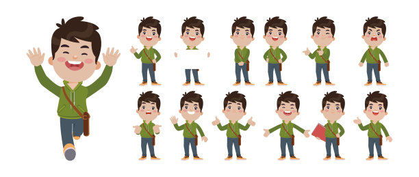 一组摆着不同姿势的人图片下载