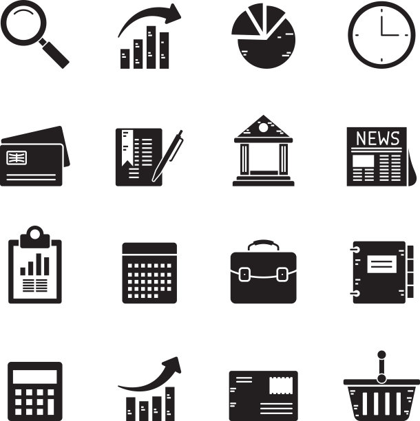 剪影商业和办公室互联网图标图片下载