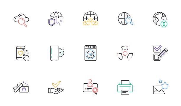 皮肤测试，打印机和云计算线图标的网站，打印。为设计。向量图片下载