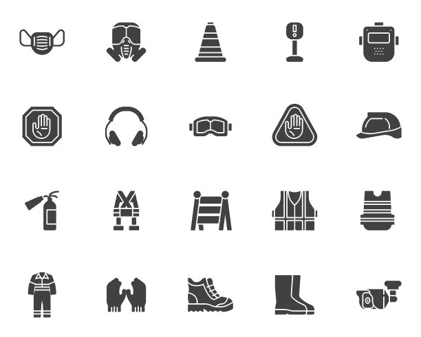 安全工作服矢量图标设置图片下载