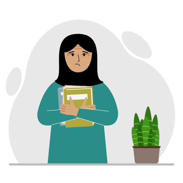一位穆斯林妇女手里拿着一摞书。知识或教育未来的工作，个人提高，阅读清单。图片下载