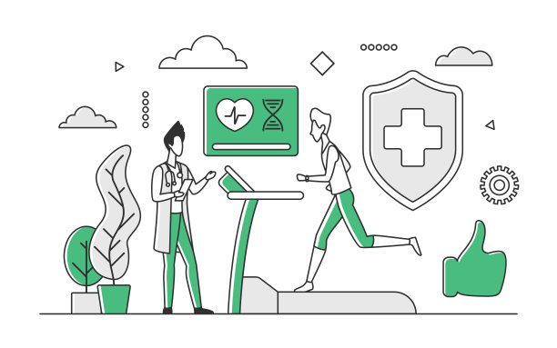 医生监测跑步机运动员心跳图片下载