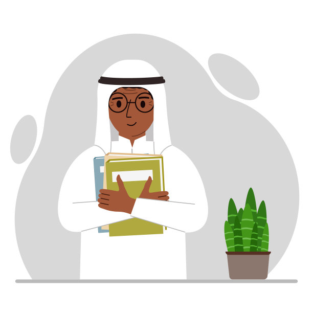 一名穆斯林男子手里拿着一摞书。知识或教育未来的工作，个人提高，阅读清单。图片下载