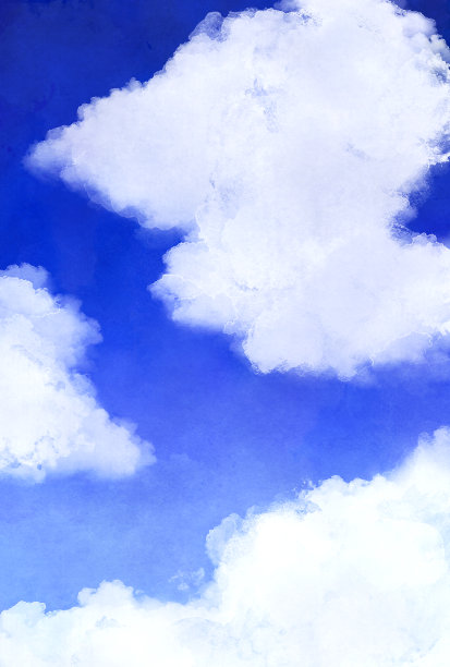 美丽的水彩风格的蓝天插图图片下载