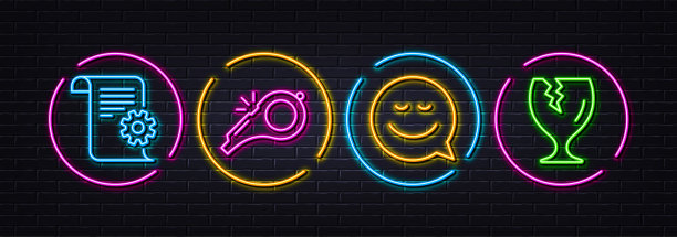 技术文档，口哨和微笑最小的线图标。对于web应用，打印矢量图片下载