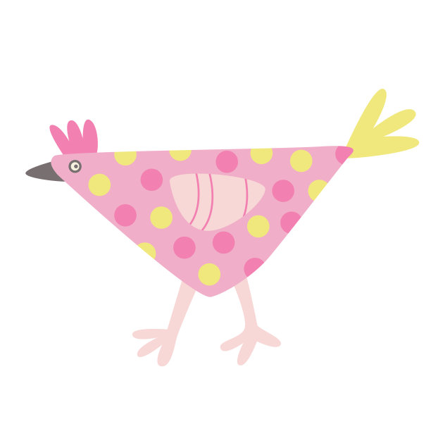 复活节有趣的装饰母鸡。手绘平面矢量插图。非常适合做贺卡。图片下载