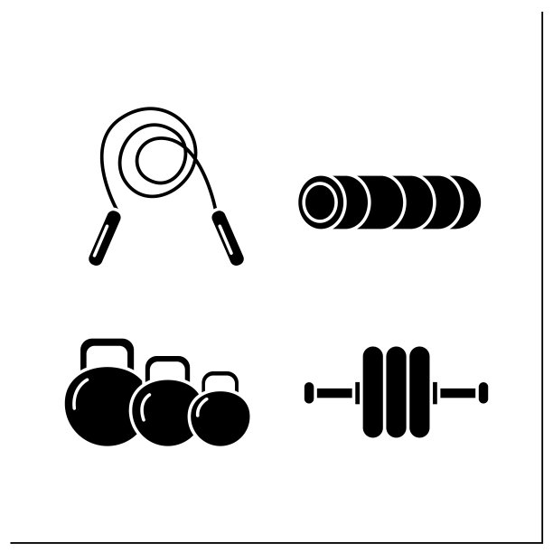 家庭健身器材的字形图标设置图片下载