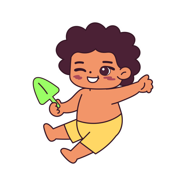 孤立的女孩玩海滩矢量插图图片下载