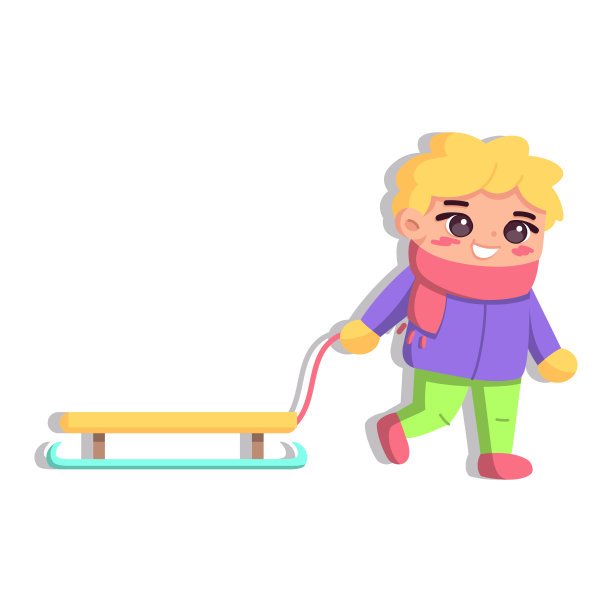 孤立的男孩滑雪雪冬天的孩子向量插图图片下载