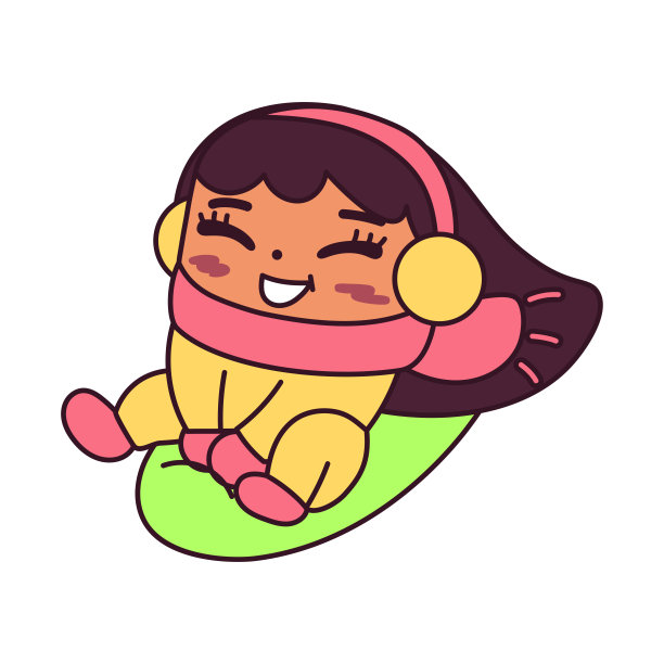 孤立女孩桌雪冬天的孩子矢量插图图片下载