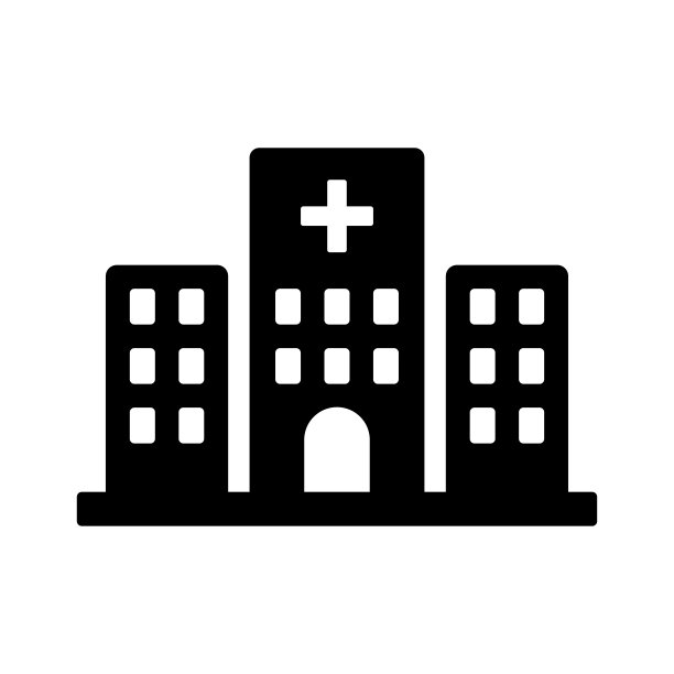 建筑、医院图标。黑色的矢量图形。图片下载