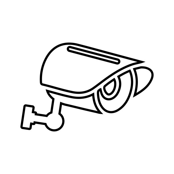 摄像头，监视轮廓图标。艺术线条矢量。图片下载