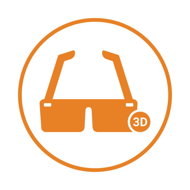 3 d眼镜图标。橙色矢量EPS。图片下载