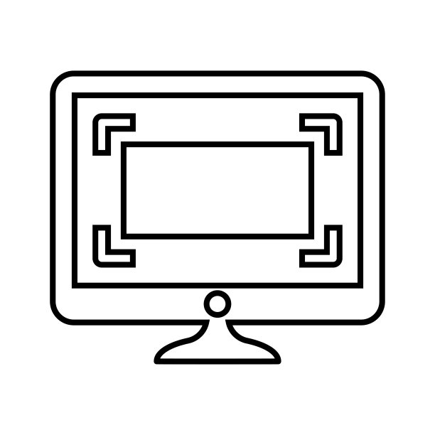 显示，平面屏幕线图标。轮廓向量。图片下载