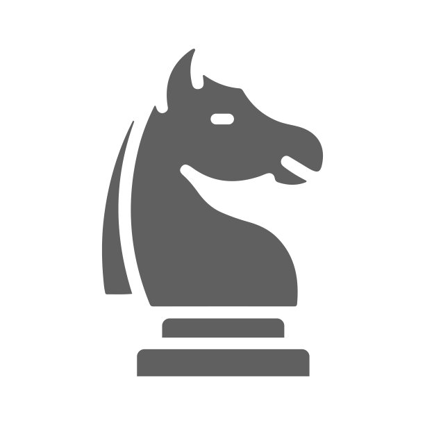 象棋骑士，计划图标。灰色的矢量图形。图片下载