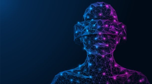 元世界，一个戴着虚拟现实网络眼镜的人。图片下载