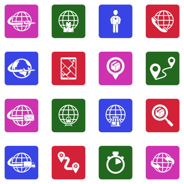 全球物流的图标。广场上的白色平面设计。矢量插图。图片下载