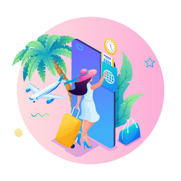 一个年轻女人的现代等距3d图片下载