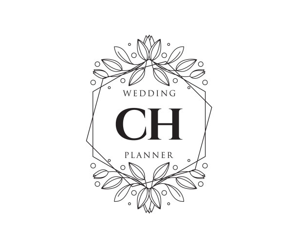 Ch字头字母婚礼徽标图片下载