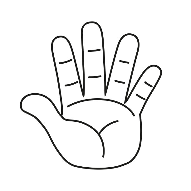 孤立的手卡通轮廓图标做手势矢量图片下载