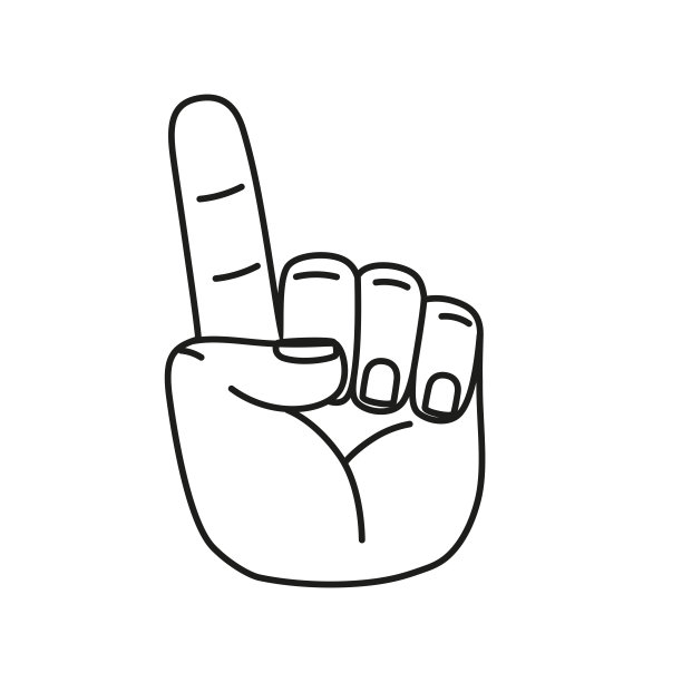 孤立的手卡通轮廓图标做手势矢量图片下载