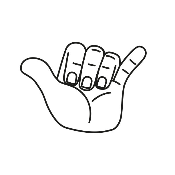 孤立的手卡通轮廓图标做手势矢量图片下载
