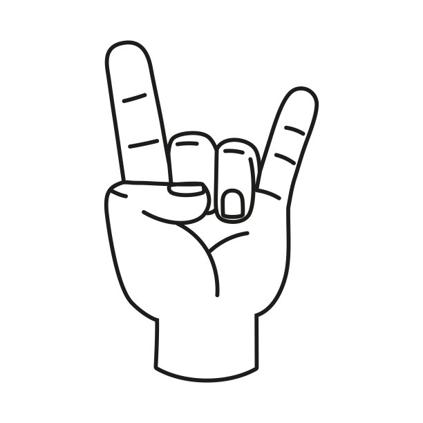 孤立的手卡通轮廓图标做手势矢量图片下载