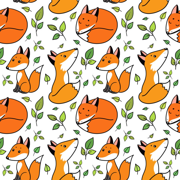 狐狸和树叶图案图片下载