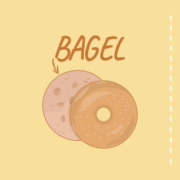 百吉饼面包横幅上的黄色背景图片下载