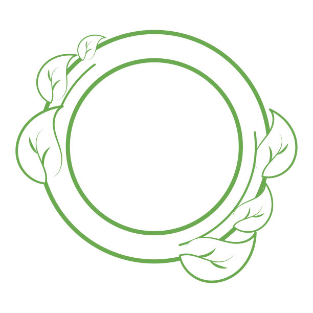 孤立的空绿色标签与叶向量图片下载