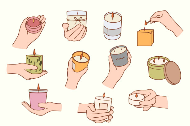 一组人拿着香油蜡烛图片下载