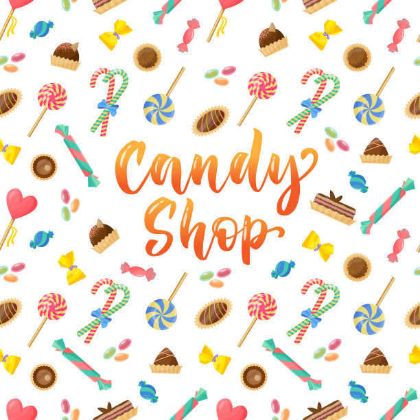 糖果店字母彩色构图图片下载