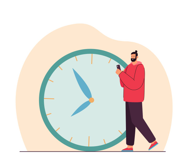 工人或学生在大钟前用手机图片下载