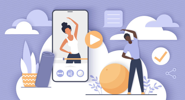 手机在线瑜伽应用，小人随老师训练，健康生活方式图片下载