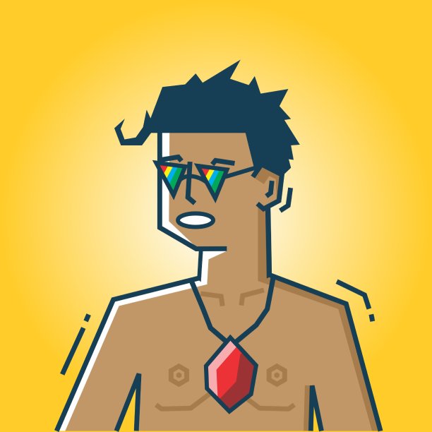 方形脸字符在僵硬的艺术风格插图图片下载