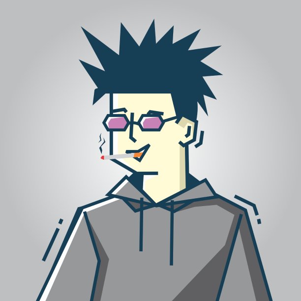 方形脸字符在僵硬的艺术风格插图图片下载