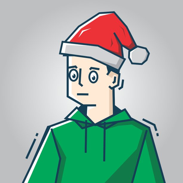 方形脸字符在僵硬的艺术风格插图图片下载