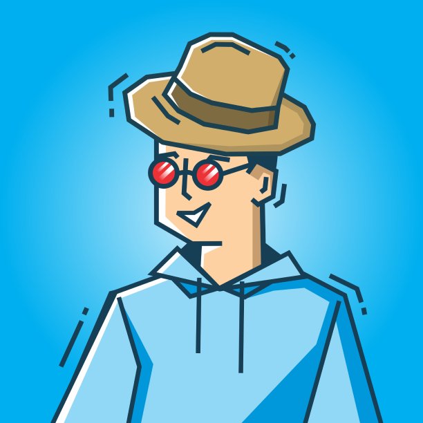 方形脸字符在僵硬的艺术风格插图图片下载