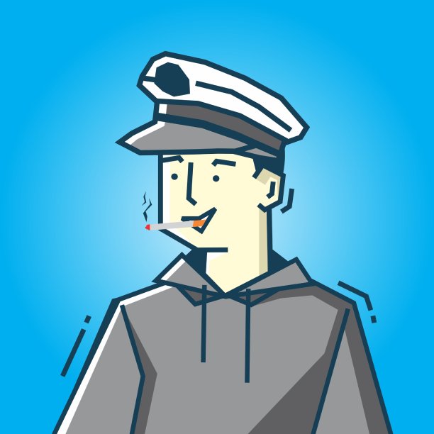 方形脸字符在僵硬的艺术风格插图图片下载