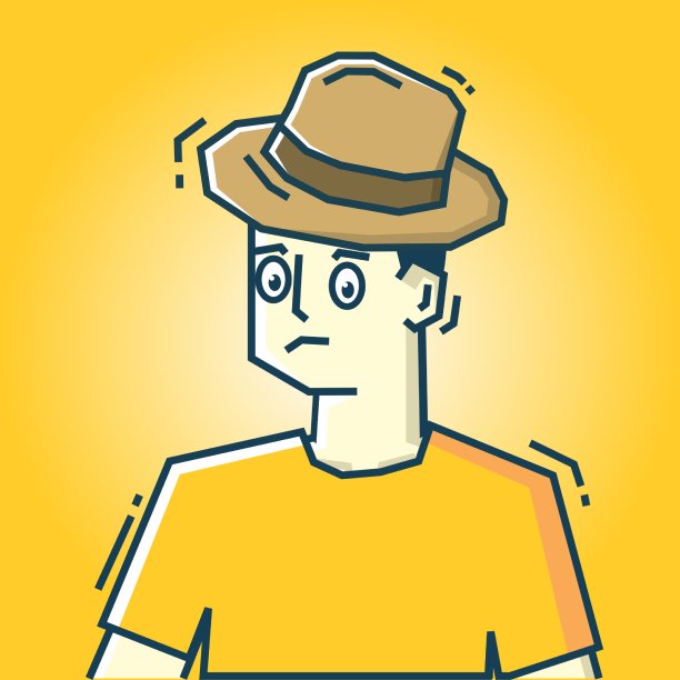 方形脸字符在僵硬的艺术风格插图图片下载