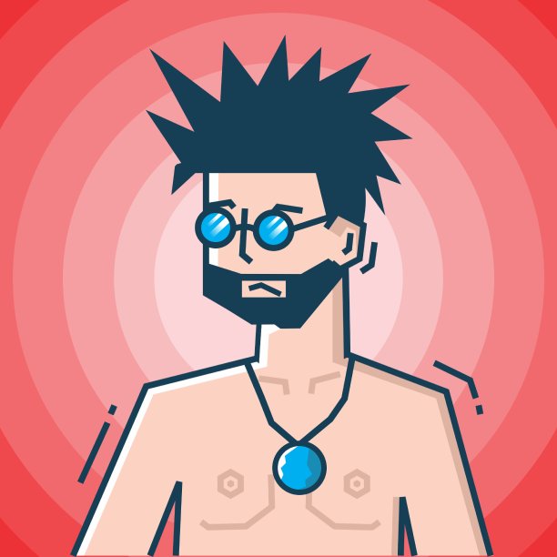 僵硬的艺术风格的方脸字符图片下载