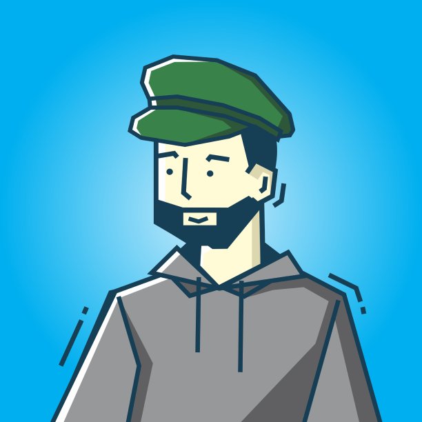 方形脸字符在僵硬的艺术风格插图图片下载