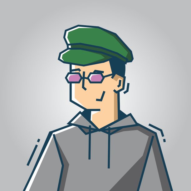 方形脸字符在僵硬的艺术风格插图图片下载