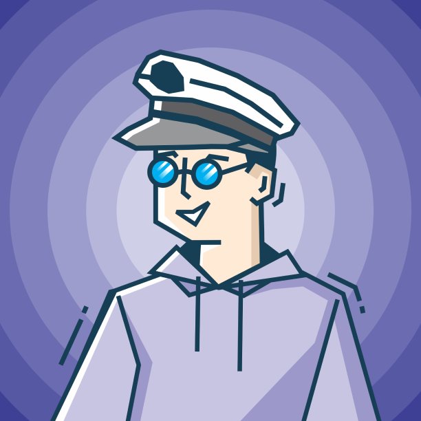 方形脸字符在僵硬的艺术风格插图图片下载