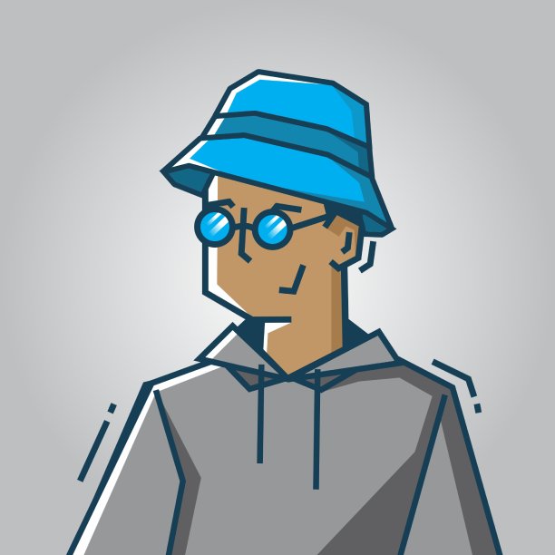 方形脸字符在僵硬的艺术风格插图图片下载