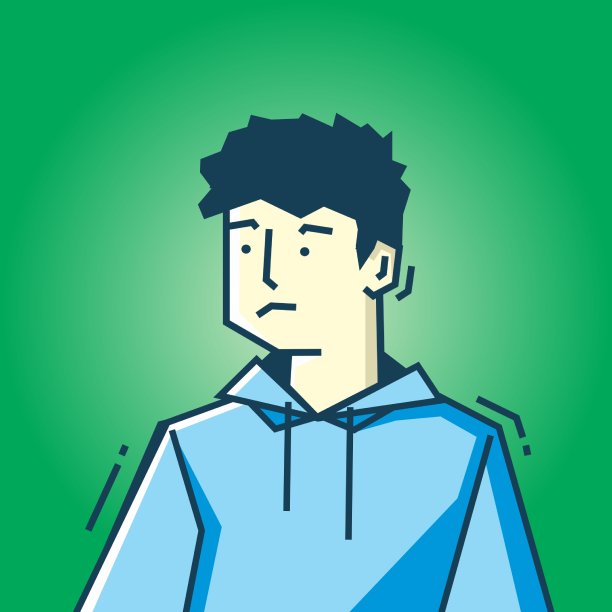 方形脸字符在僵硬的艺术风格插图图片下载