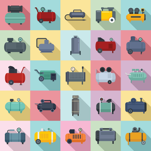 空压机图标设置，扁平风格图片下载